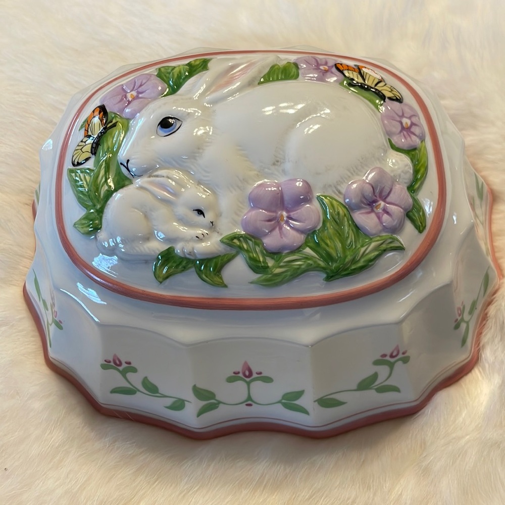 FRANKLIN MINT Le Cordon Bleu RABBIT Ceramic EASTER Mold ORIGINAL STICKERS Excell